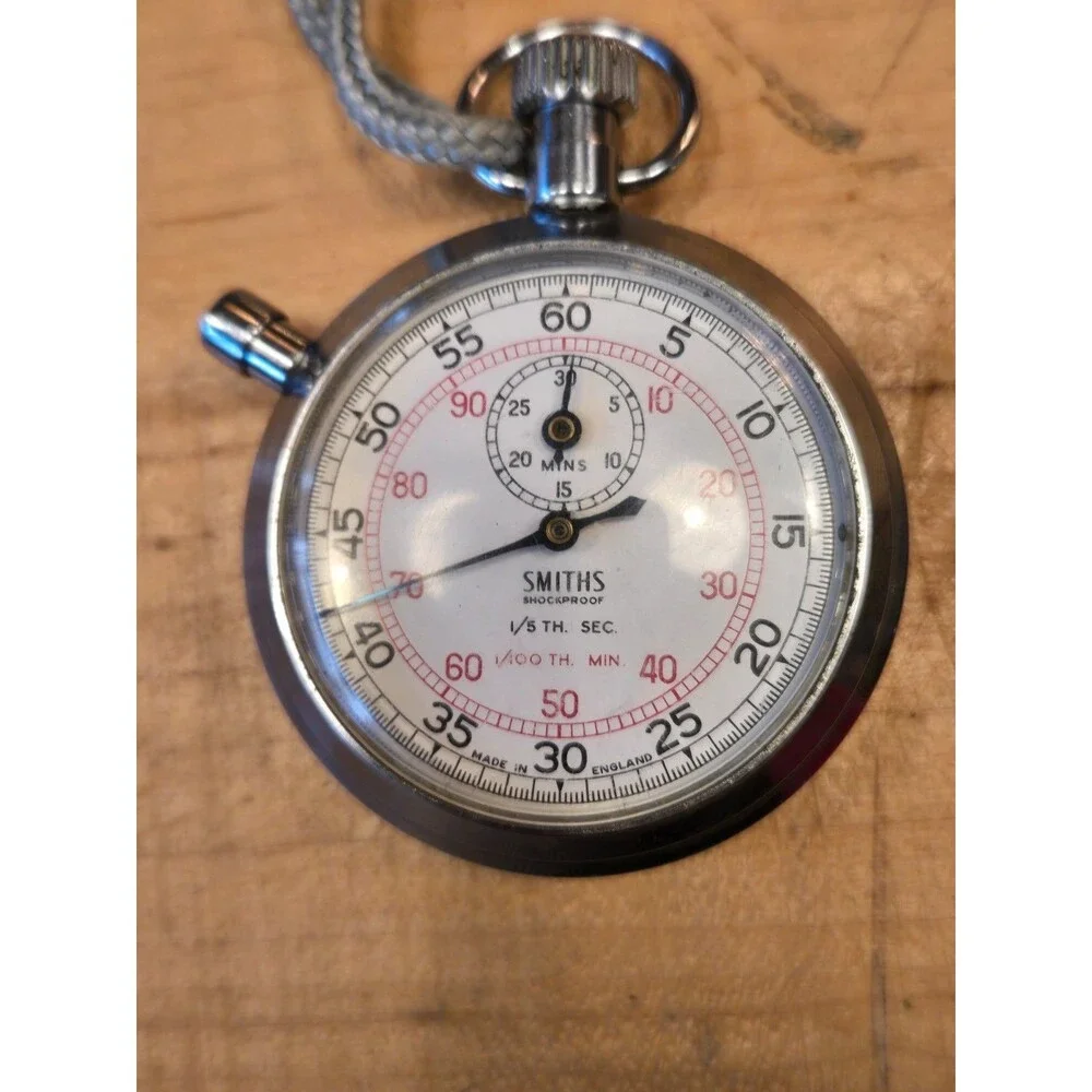 Vintage Smith's Shockproof 1/5th sec. 1/100th min. 51mm Stopwatch. Running. VGC.